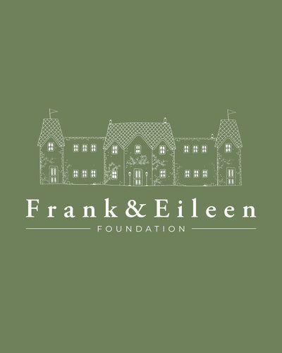 Logo of Frank & Eileen Foundation with a house illustration on a green background
