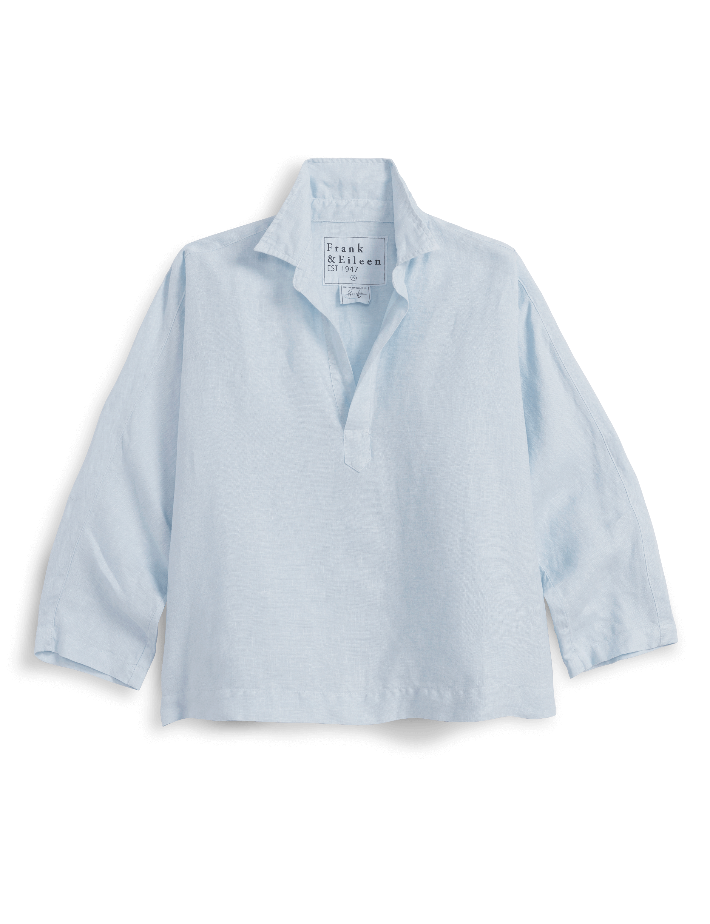 Light blue shirt with a collar on a white background