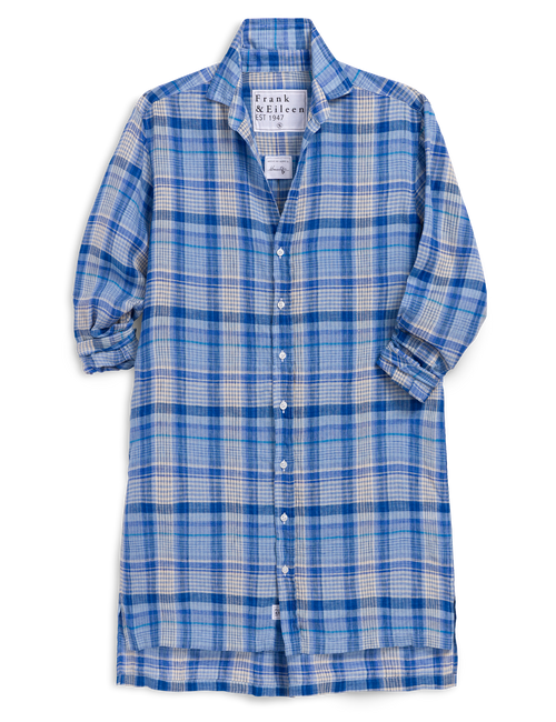 HUNTER Multi Blue Plaid, Italian Classic Linen, front view