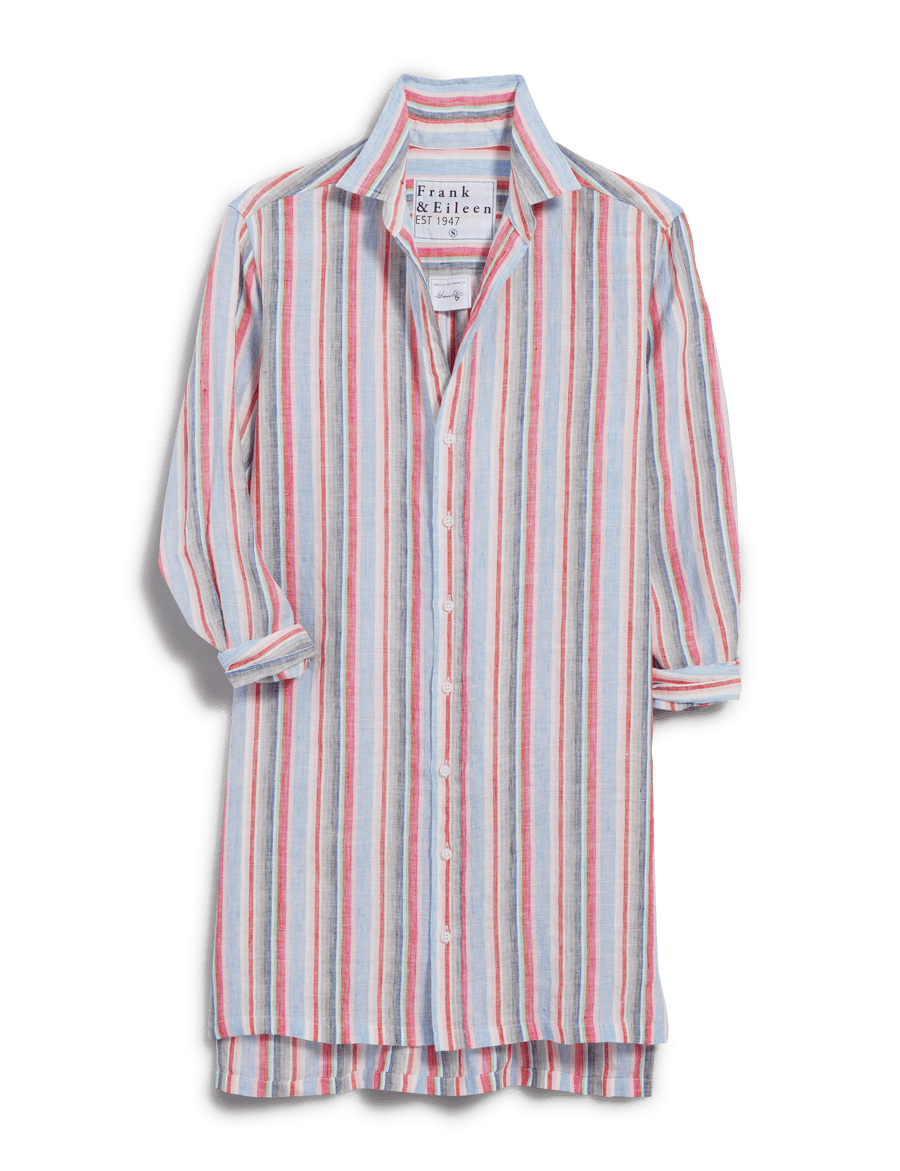 Hunter, Step-Hem Shirtdress, Pink Stripe | Frank & Eileen Hunter, Step-Hem Shirtdress, Pink Stripe | Frank & Eileen