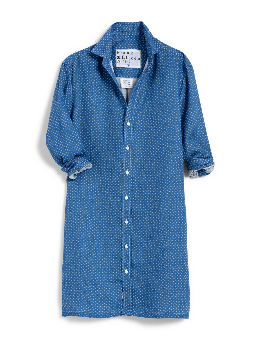 Flat front of Blue Frank & Eileen Hunter Step-Hem Shirtdress in Classic Linen