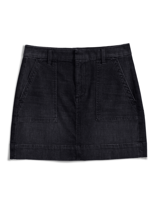 Black denim skirt on a transparent background, view 4