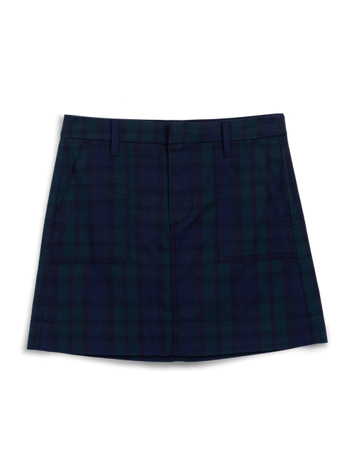 Navy plaid skirt on a white background, view 6