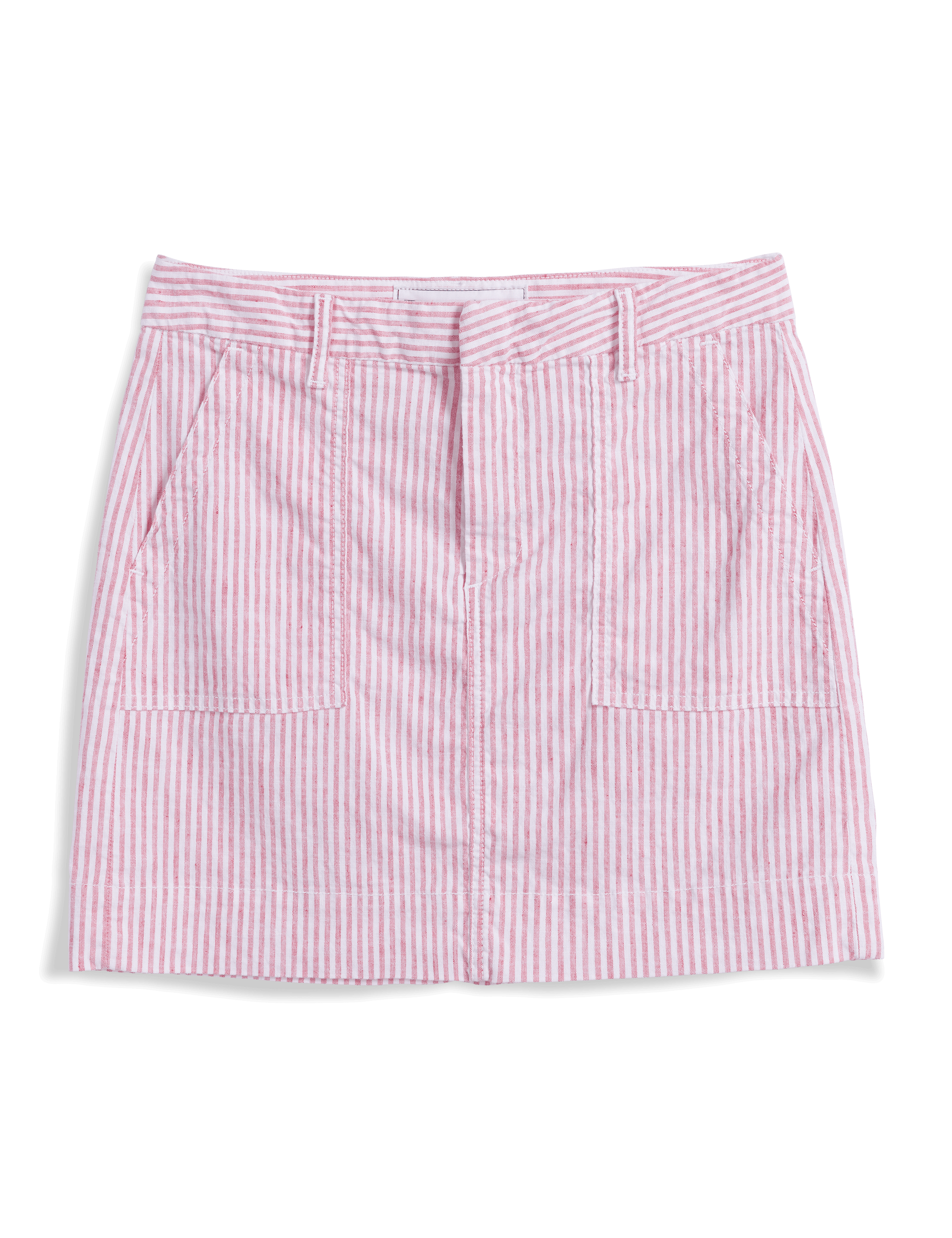 Red and white striped skirt on a black background, view 4