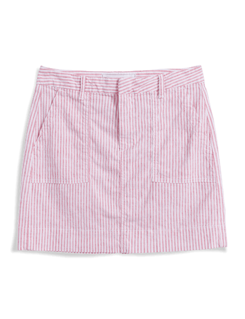 Red and white striped skirt on a black background, view 4