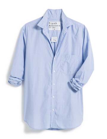 Flat front of Blue Frank & Eileen Joedy Boyfriend Button-Up Shirt in Classic Poplin