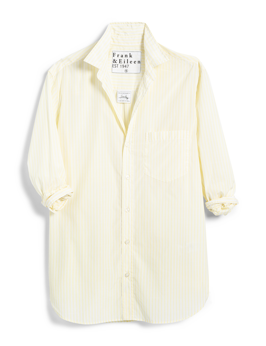 Flat front of Yellow Frank & Eileen Joedy Boyfriend Button-Up Shirt in Classic Poplin
