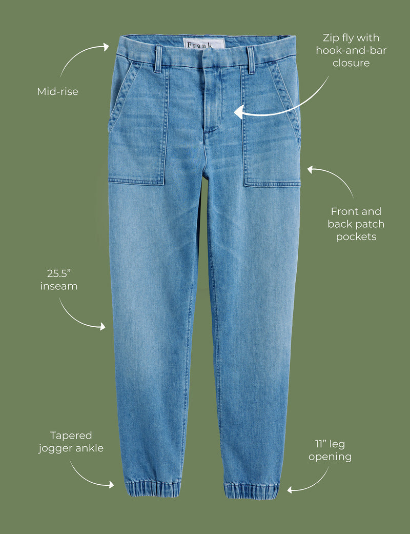 Jameson, Jogger Utility Jean, Light Denim Frank & Eileen