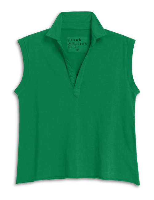 Green sleeveless polo shirt on a white background, view 4