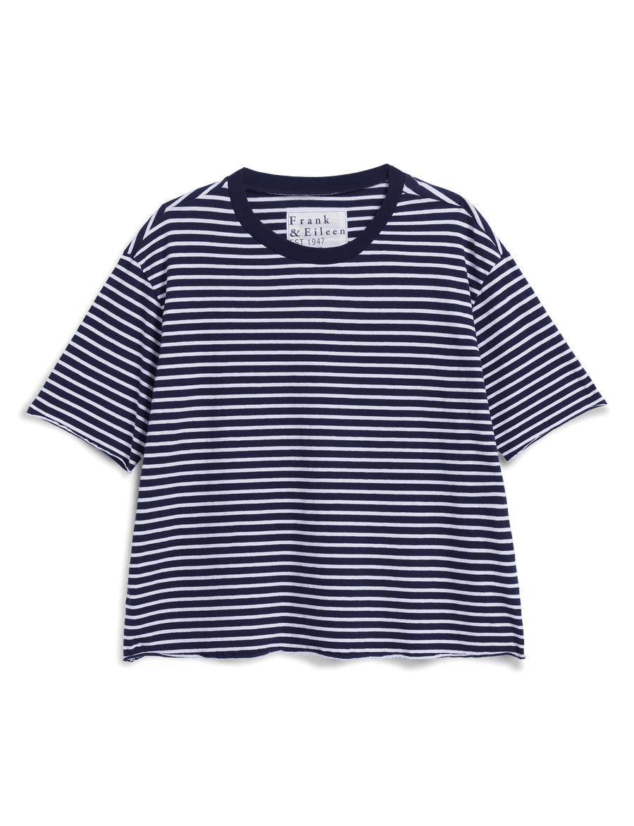 Perry, NYC Crewneck Tee, Navy Stripe | Frank & Eileen