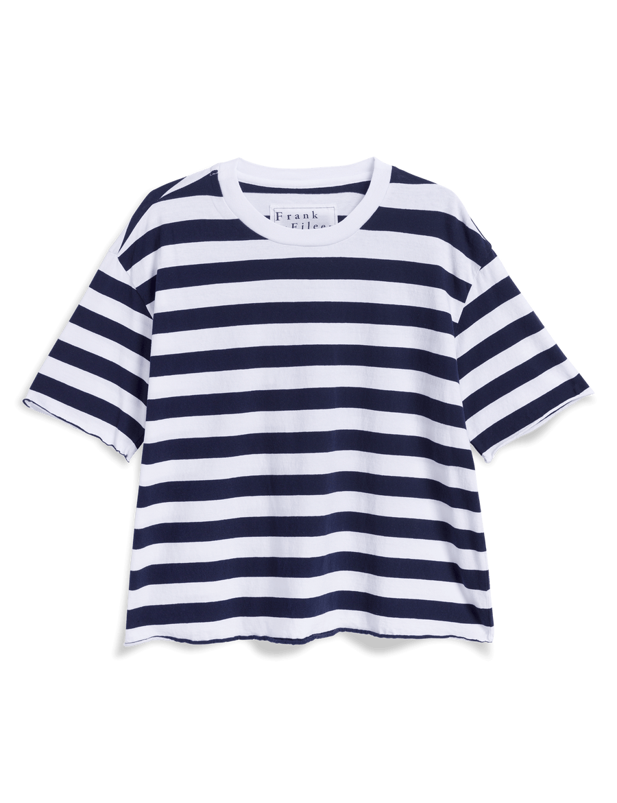 Perry, NYC Crewneck Tee, Navy Stripe | Frank & Eileen