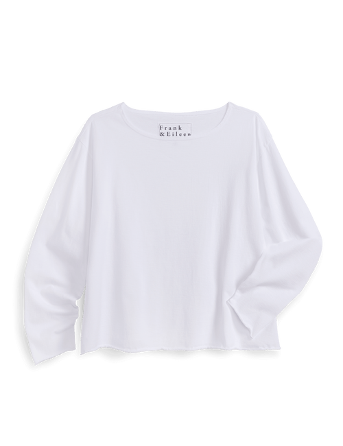 White long-sleeve shirt with 'Frank & Eileen' branding on a black background, view 5