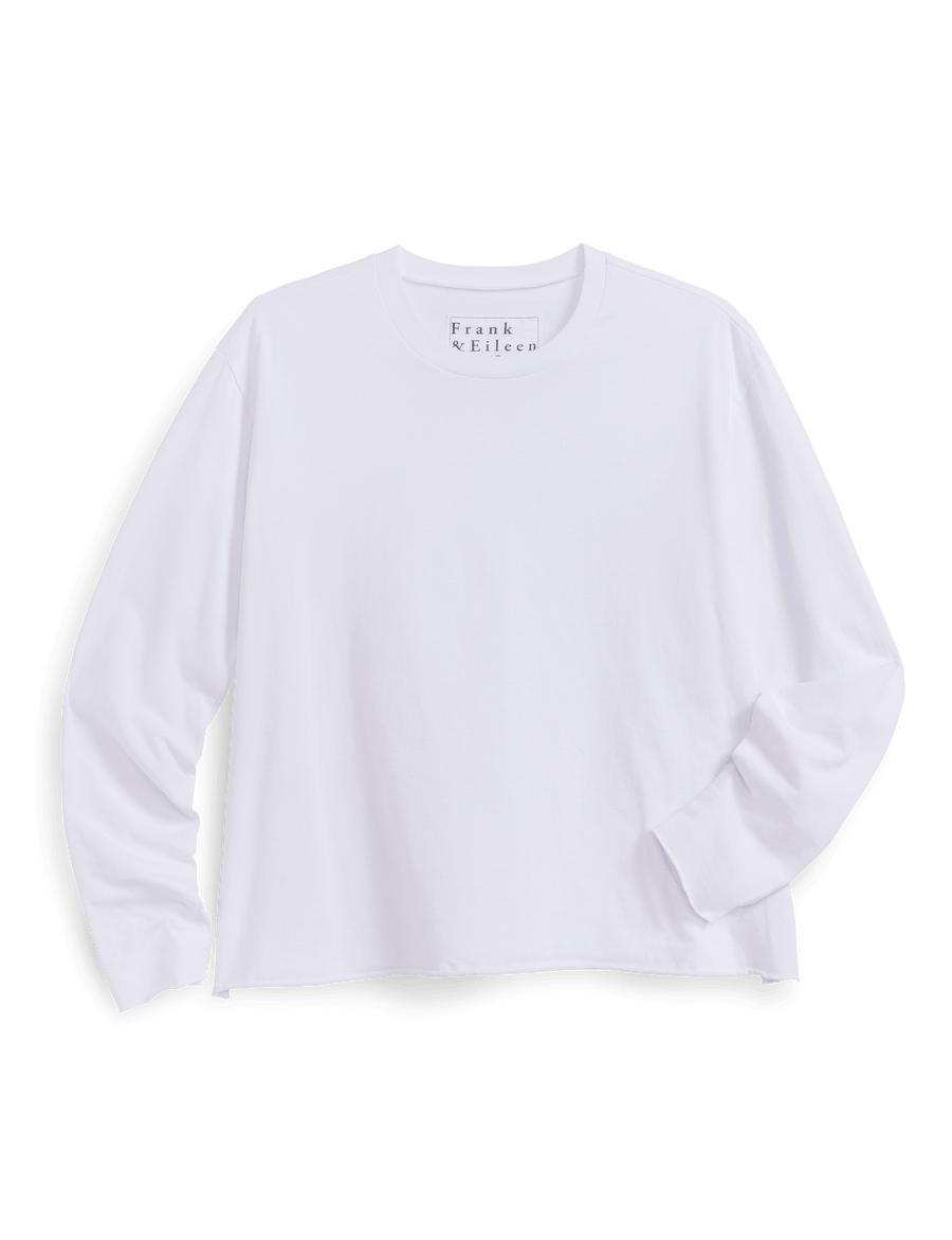 Quinn, Long-Sleeve Crewneck Tee, White | Frank & Eileen