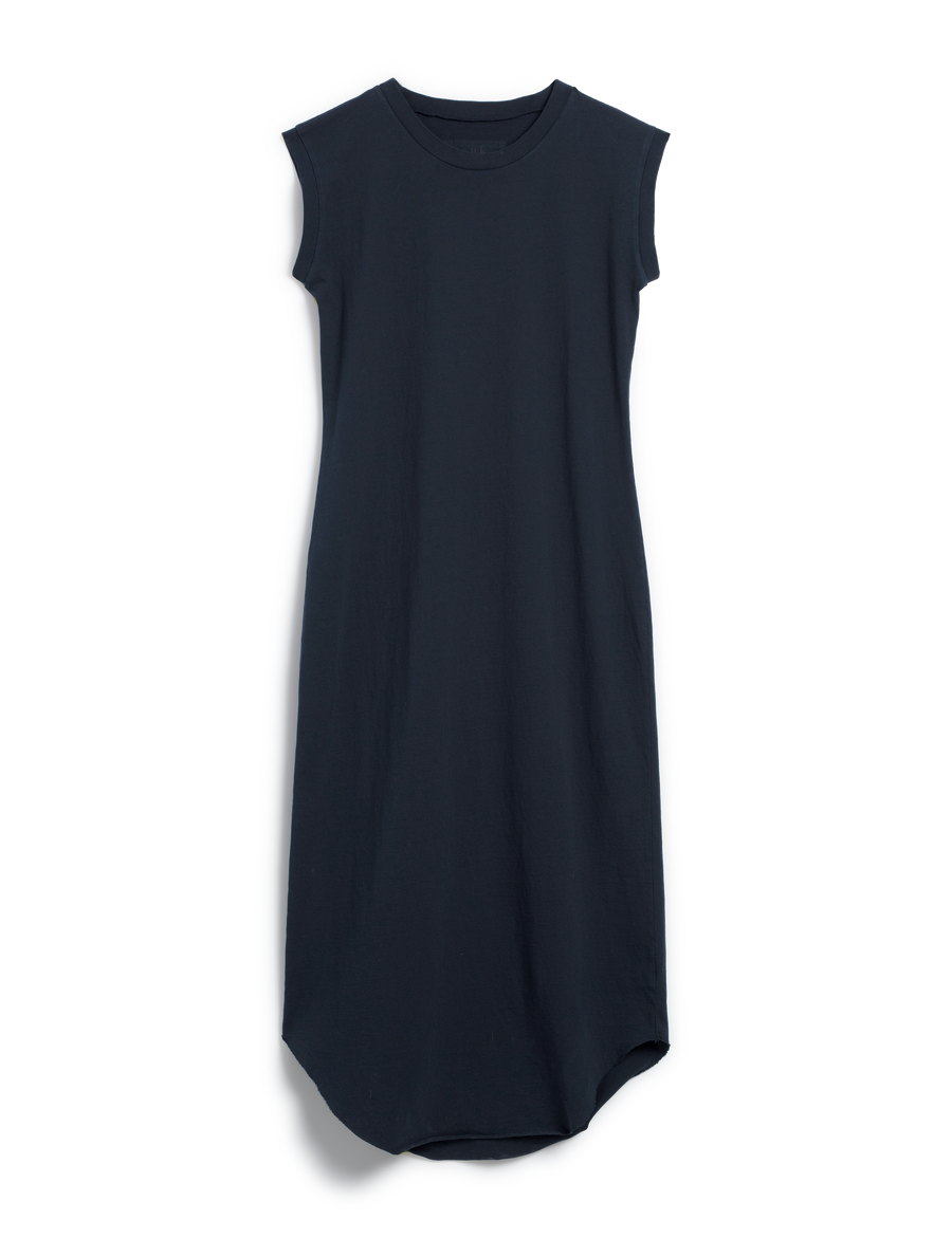 Flat front of Navy Frank & Eileen Cory Vintage Muscle Tee Dress in Heritage Jersey