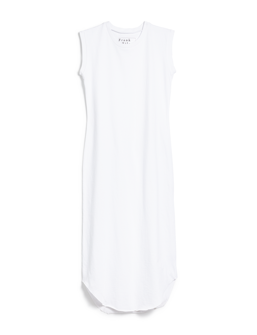 Flat front of White Frank & Eileen Cory Vintage Muscle Tee Dress in Heritage Jersey