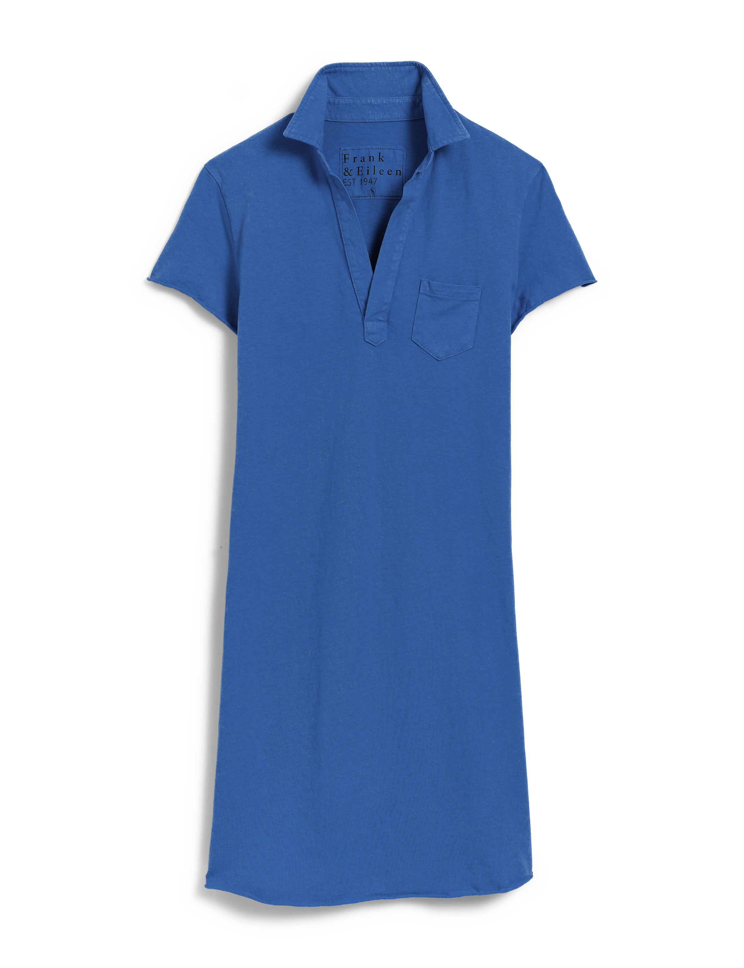 Blue dress with a collar on a white background, view 4