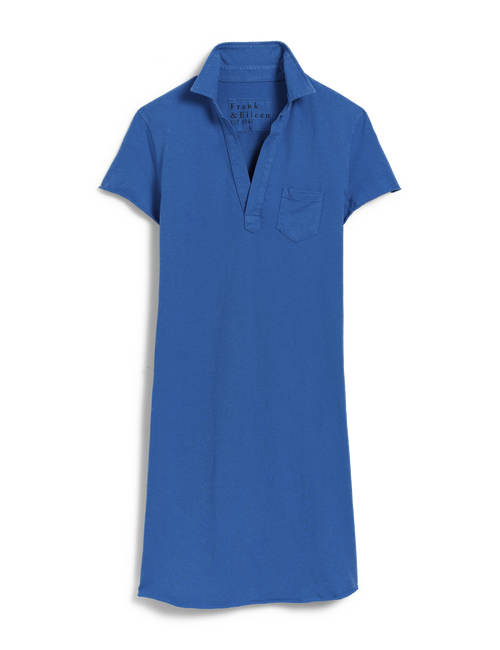 Blue dress with a collar on a white background, view 4