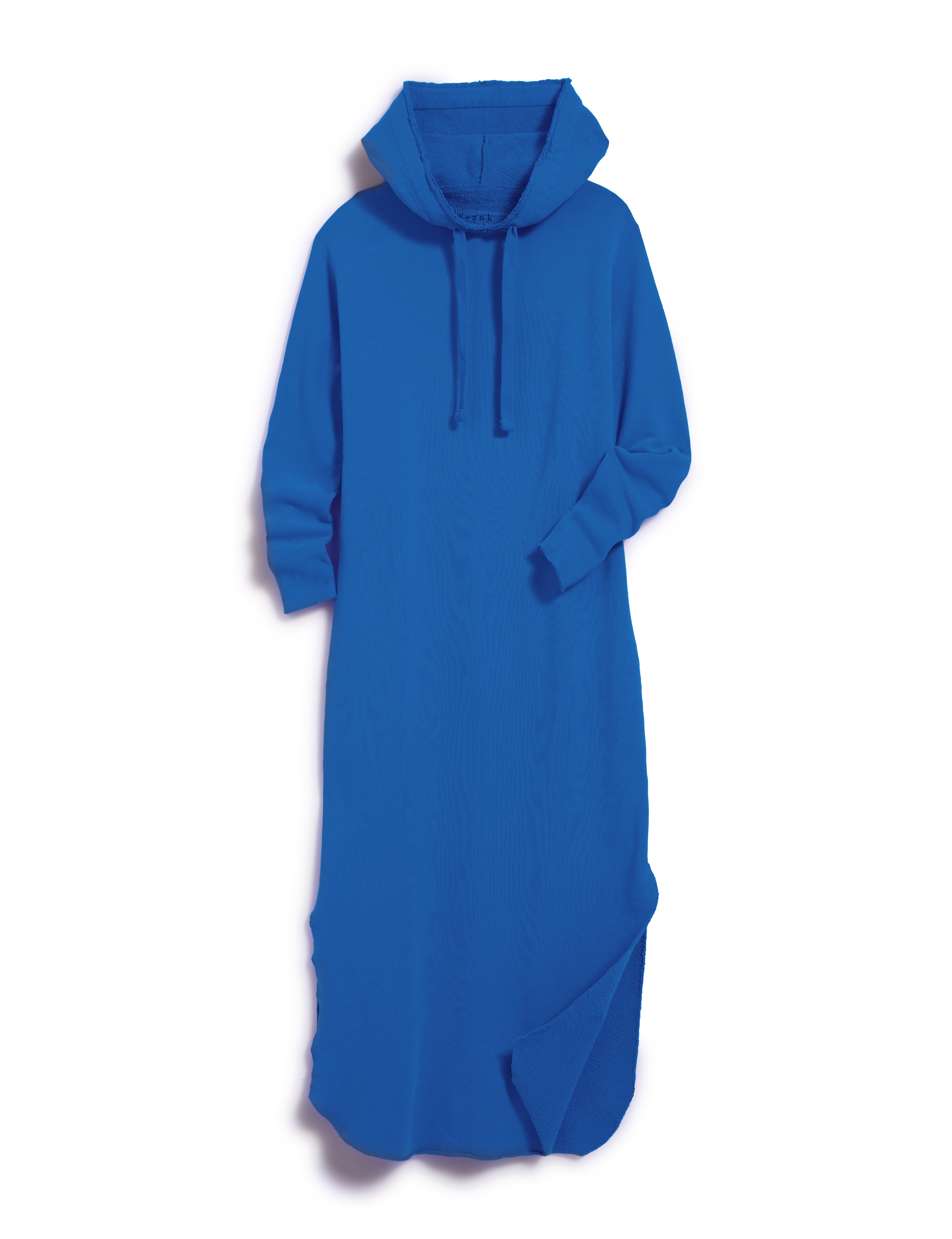 Blue hooded dress on a white background