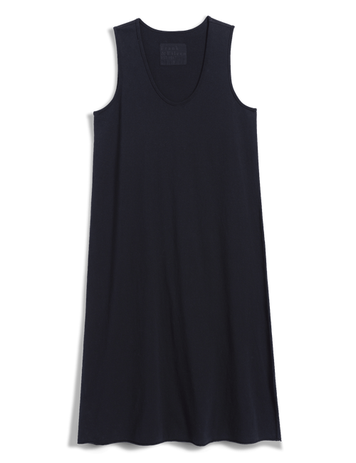 Navy sleeveless dress on a white background, view 5