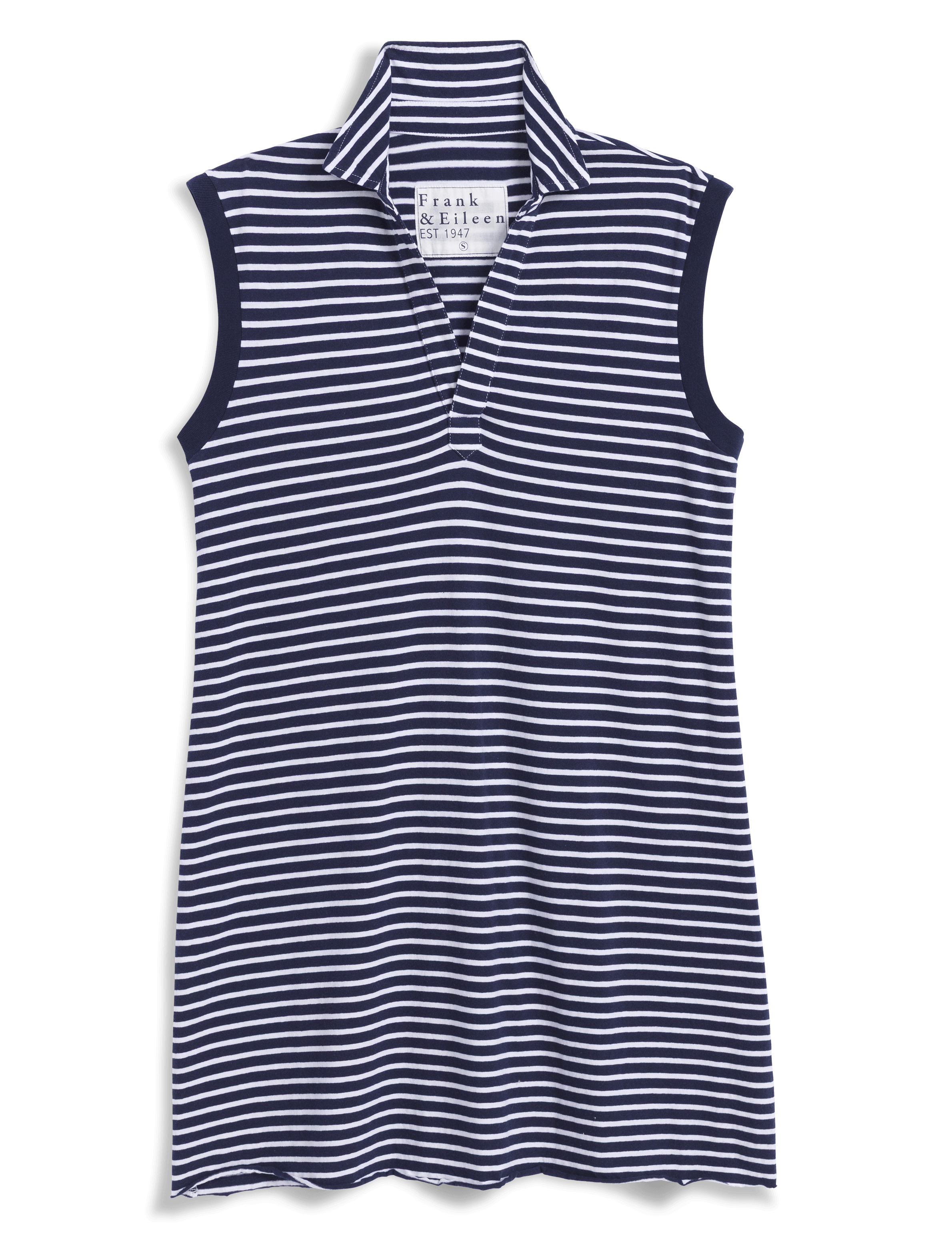 Striped sleeveless dress with a brand label on a white background, view 6