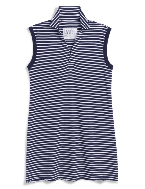 Striped sleeveless dress with a brand label on a white background, view 6