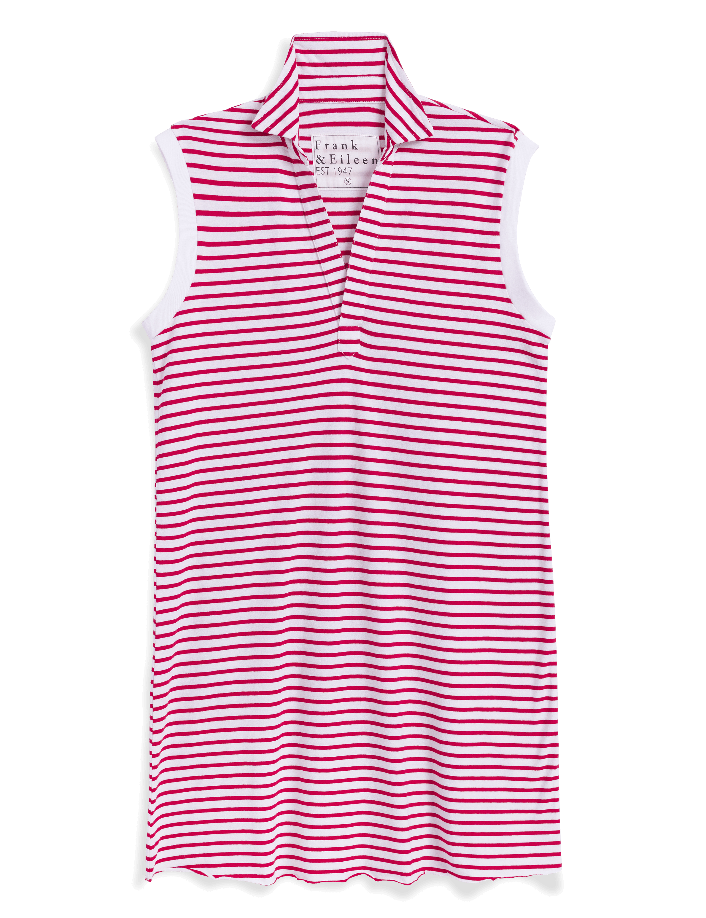 Red and white striped dress on a black background, view 4