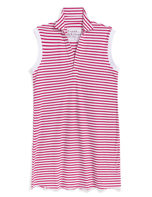 Red and white striped dress on a black background, view 4