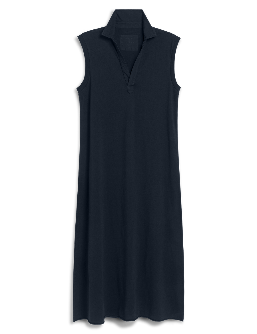 Lily, Popover Henley Tank Maxi Dress, Navy | Frank & Eileen