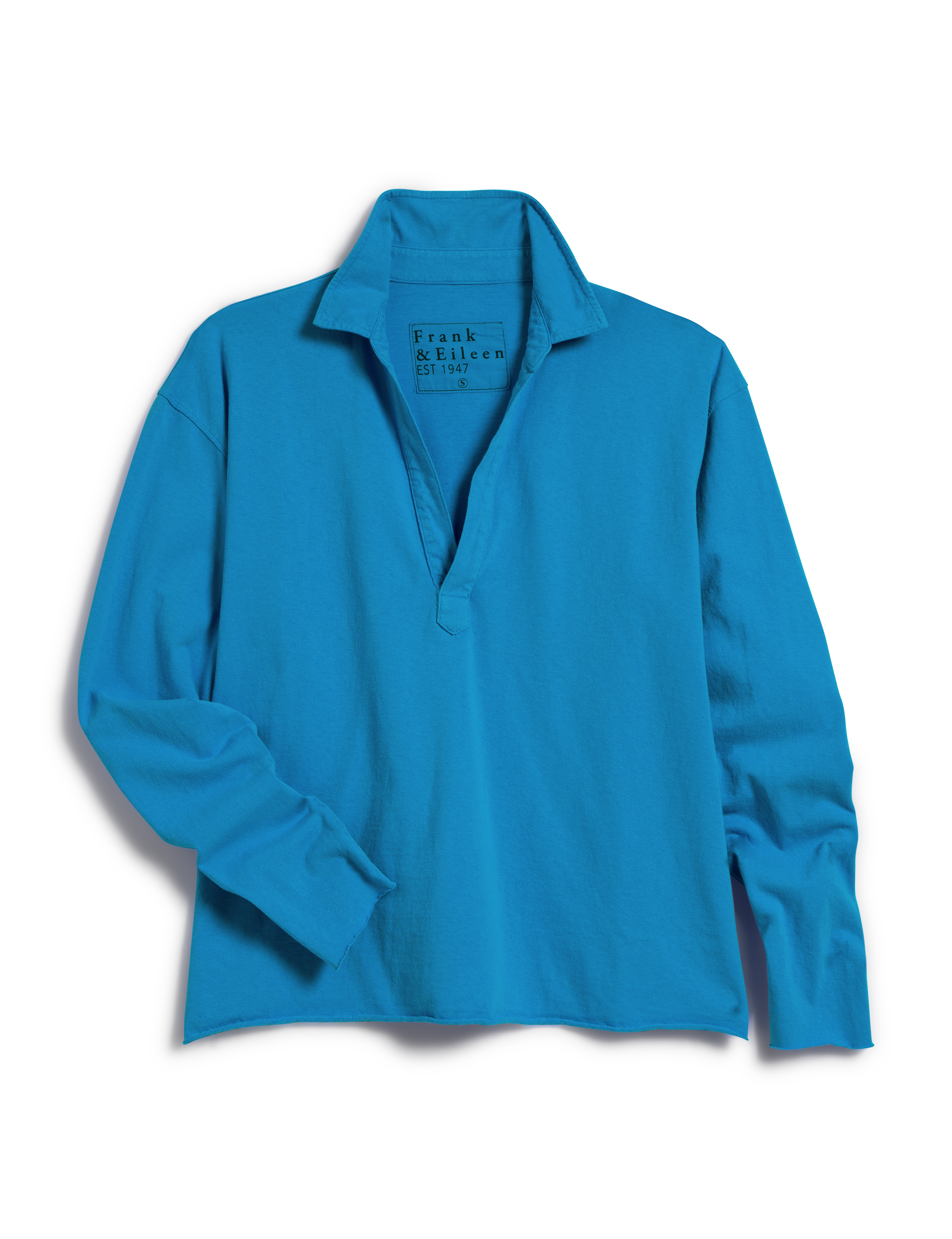 Blue long-sleeve shirt on a white background, view 4