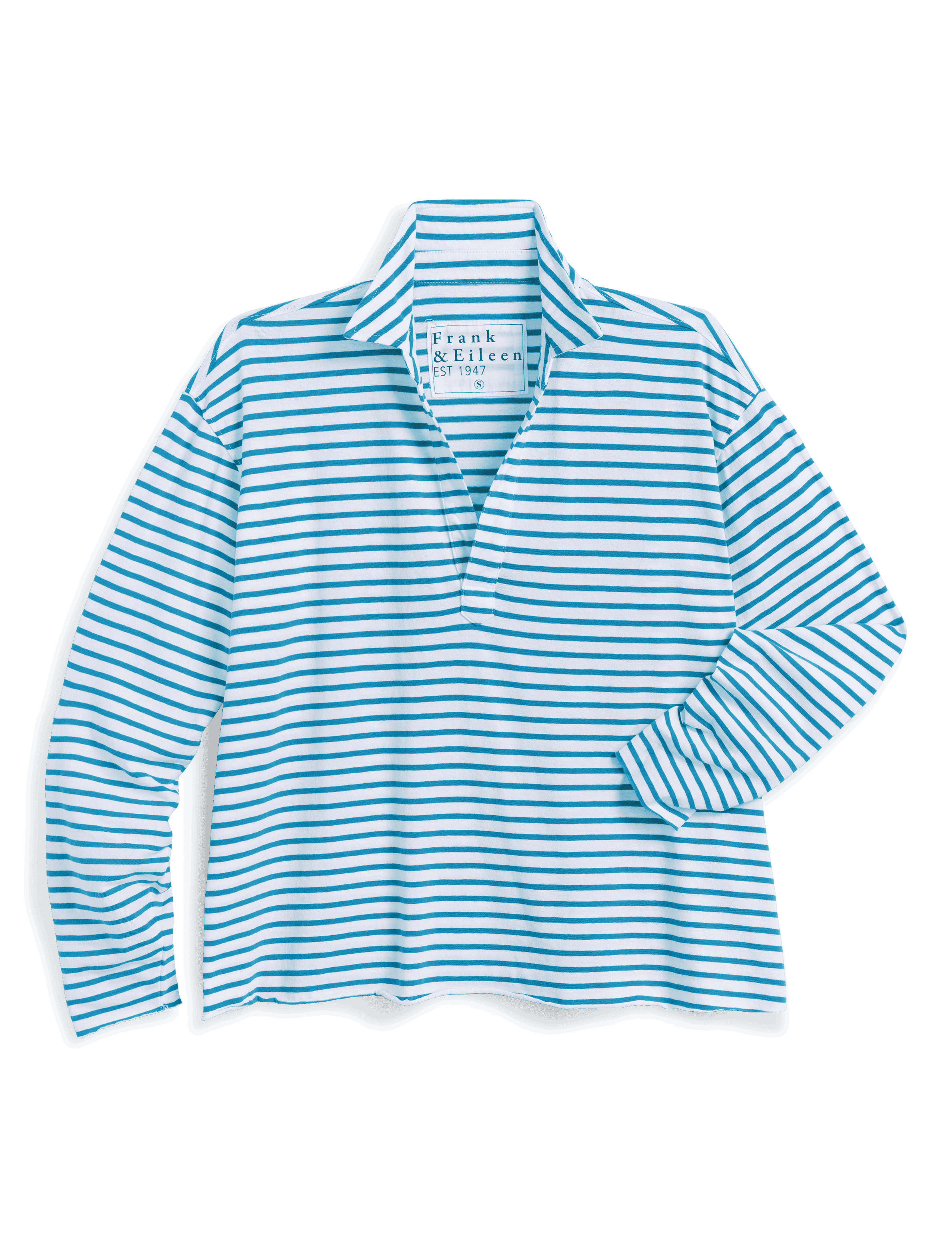Blue and white striped shirt on a transparent background, view 4
