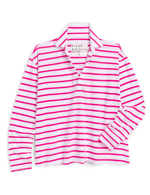 Pink and white striped shirt on a white background, view 6