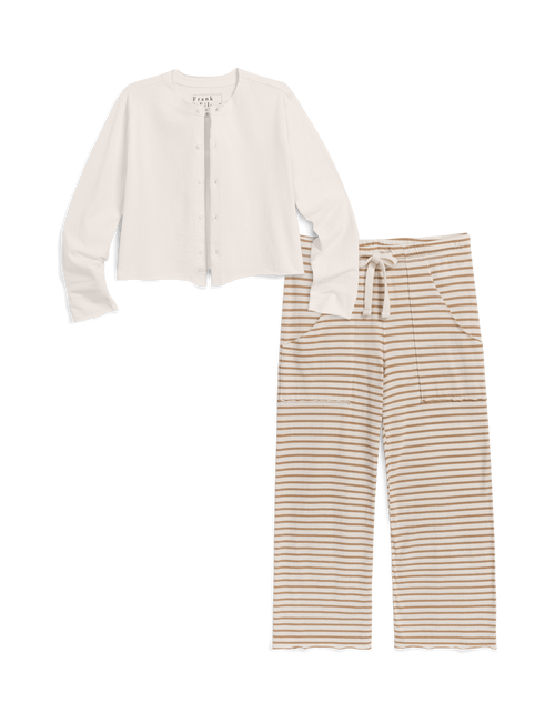 OAHU TRAVEL SET Vintage White and Camel Stripe, view 4