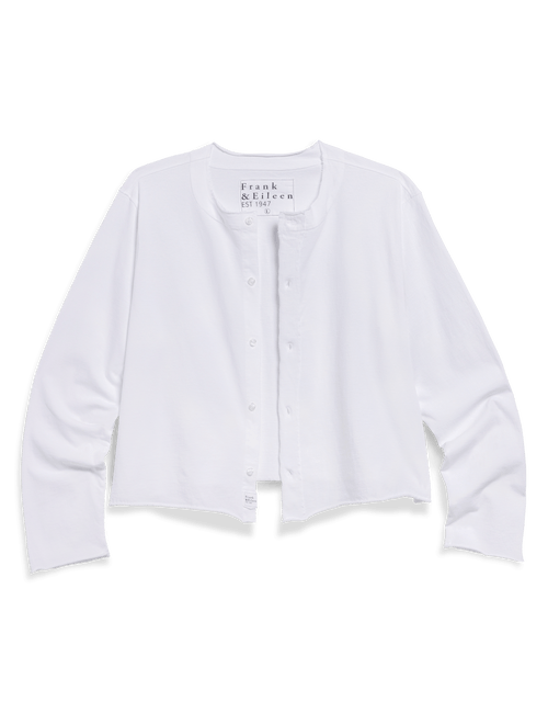 White shirt with 'Frank & Eileen' label on a black background, view 6