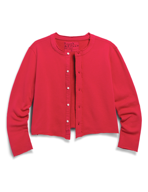 Red cardigan on a white background, view 4