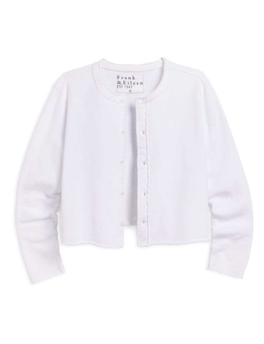Jackie, Sweatshirt Cardigan, White | Frank & Eileen