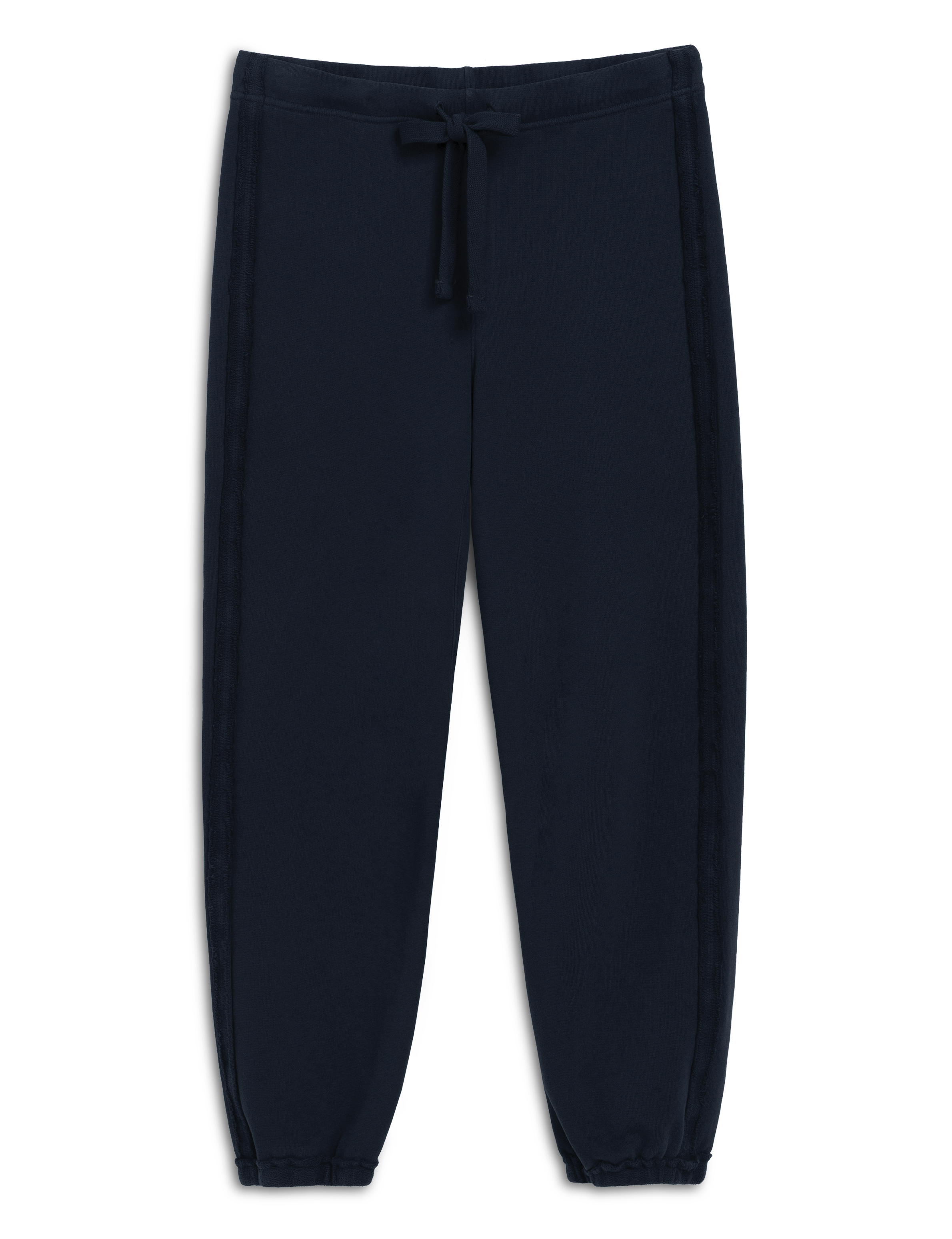 Navy blue sweatpants on a white background