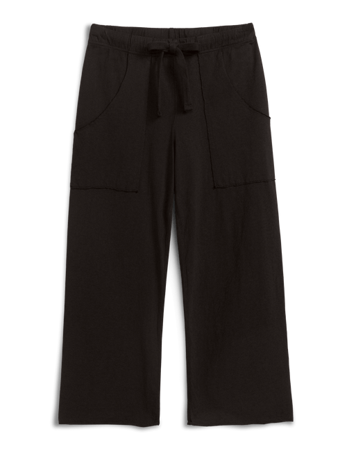Black wide-leg pants on a transparent background, view 4