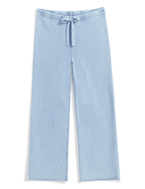 Light blue pants with a drawstring on a black background, view 5