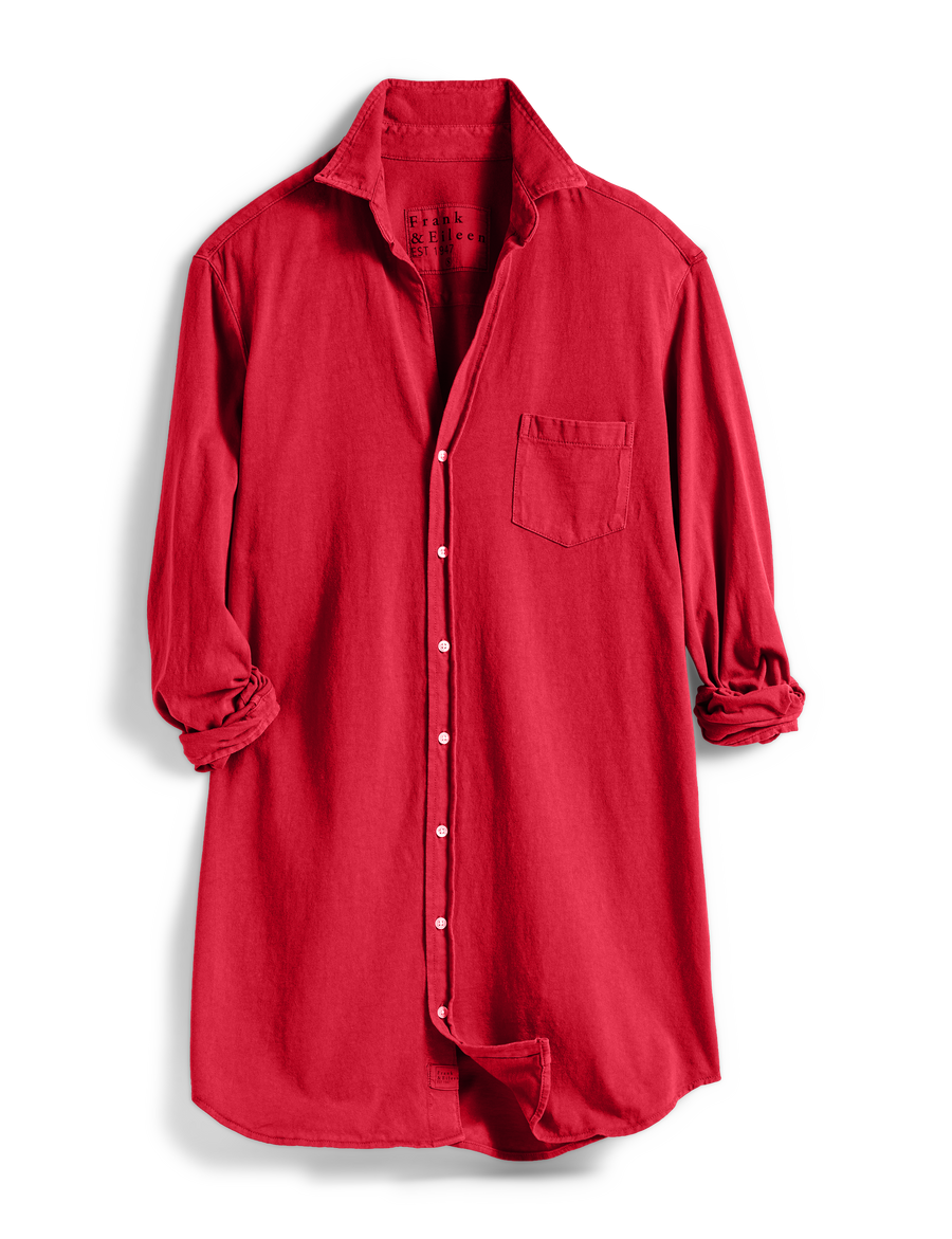 Flat front of Red Frank & Eileen Mary Classic Shirtdress in Heritage Jersey