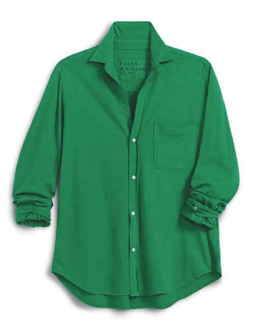 Green shirt with rolled-up sleeves on a transparent background, view 4