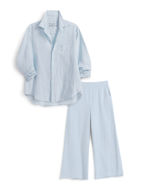 Light blue shirt and pants set on a white background, view 6