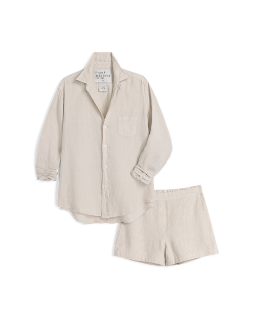 Beige shirt and shorts set on a white background, view 6