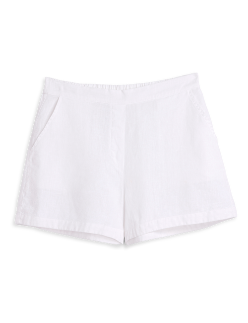 White high-waisted shorts on a white background, view 4
