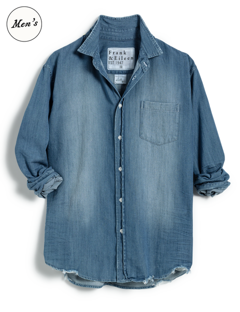 Luke, Men's Button-Up Shirt, Distressed Denim Wash | Frank & Eileen Luke, Men's Button-Up Shirt, Distressed Denim Wash | Frank & Eileen