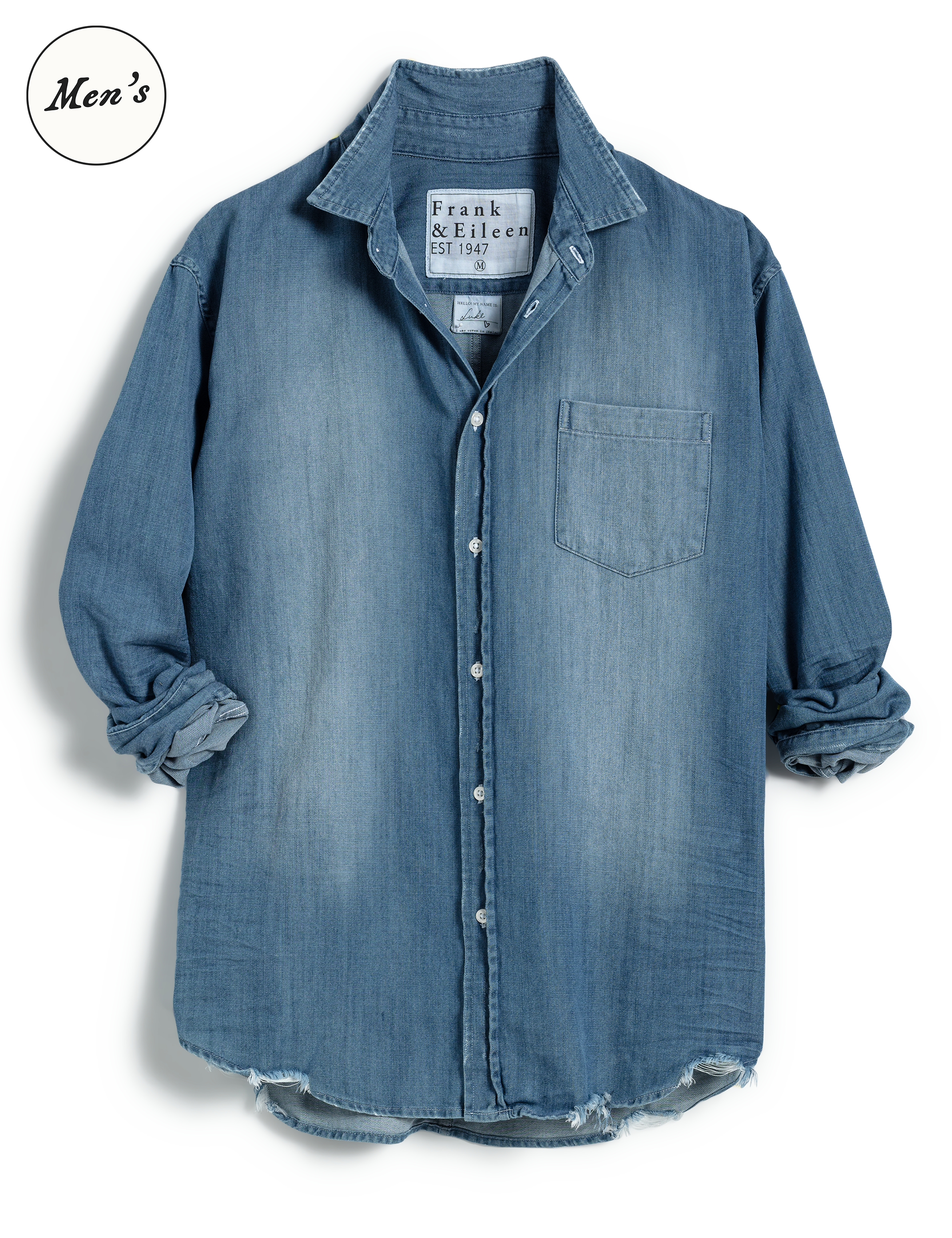 超美品/Frank and Eileen LUKE ストーンウォッシュ ダメージ Luke, Men's Button-Up Shirt, Distressed Denim Wash | Frank & Eileen
