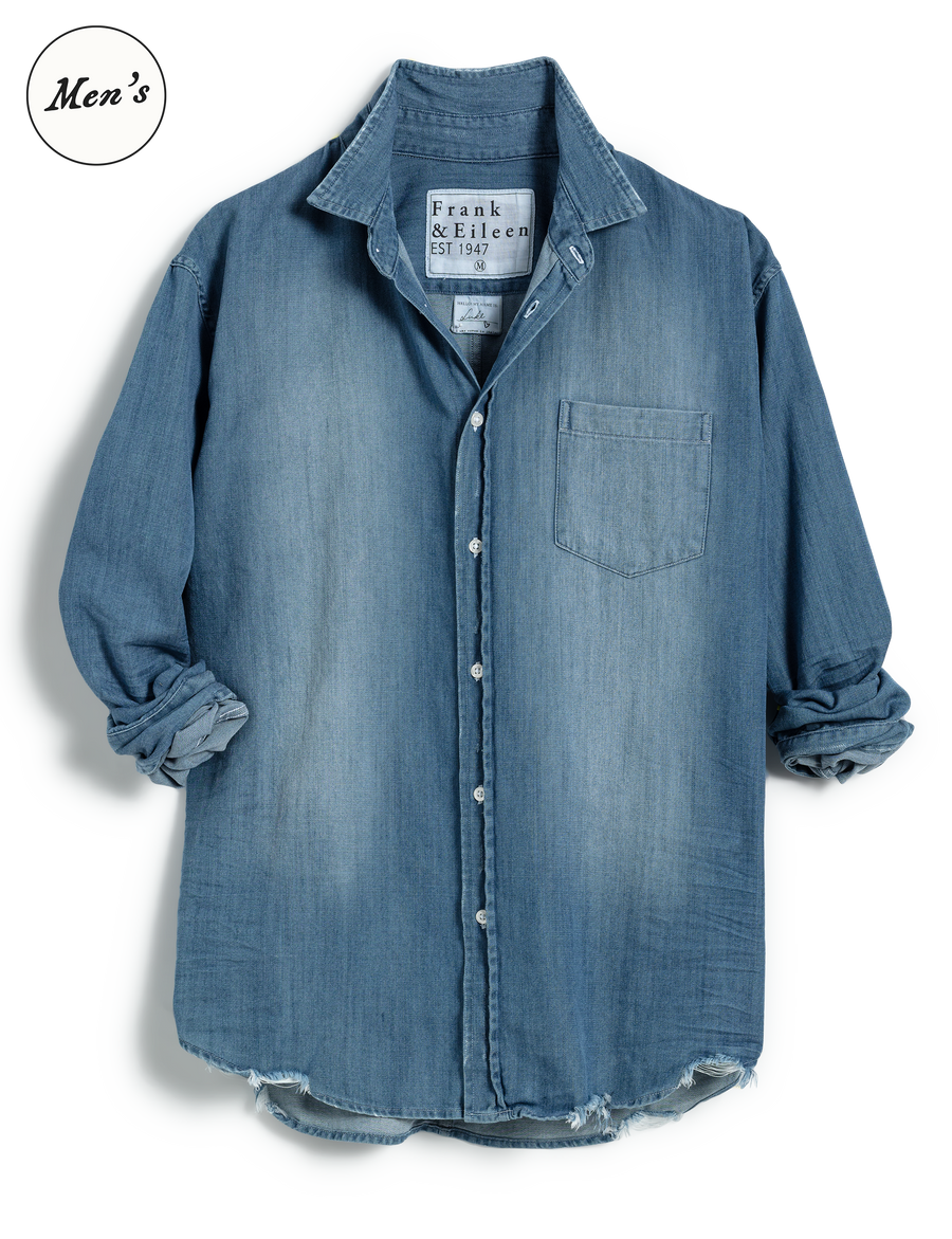 Luke, Men's Button-Up Shirt, Distressed Denim Wash | Frank & Eileen Luke, Men's Button-Up Shirt, Distressed Denim Wash | Frank & Eileen
