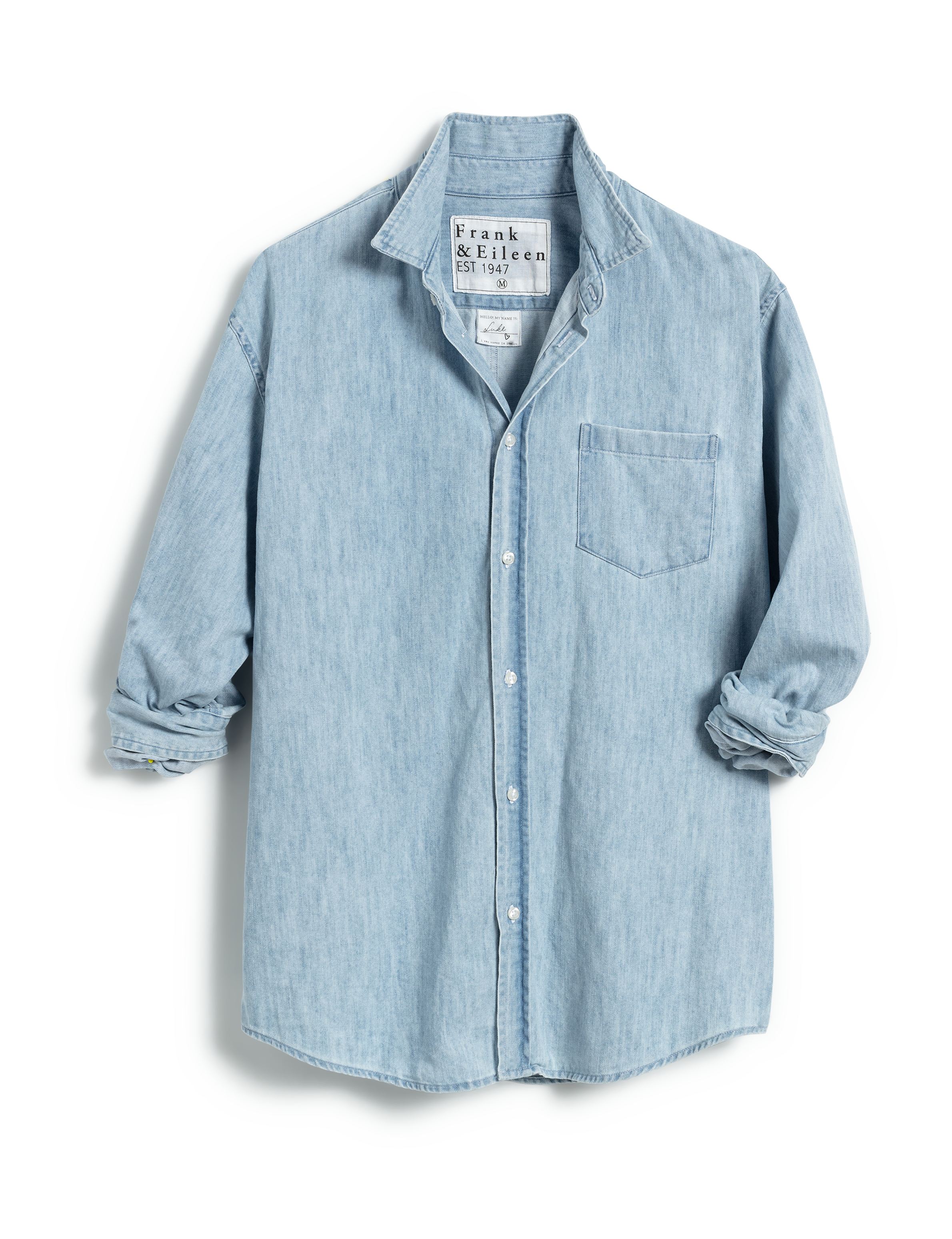 Luke, Men's Button Up Shirt, Light Blue Distressed Denim | Frank Luke, Men's Button Up Shirt, Light Blue Distressed Denim | Frank