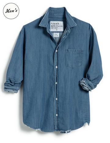 Luke, Men's Button-Up Shirt, Distressed Denim Wash | Frank & Eileen