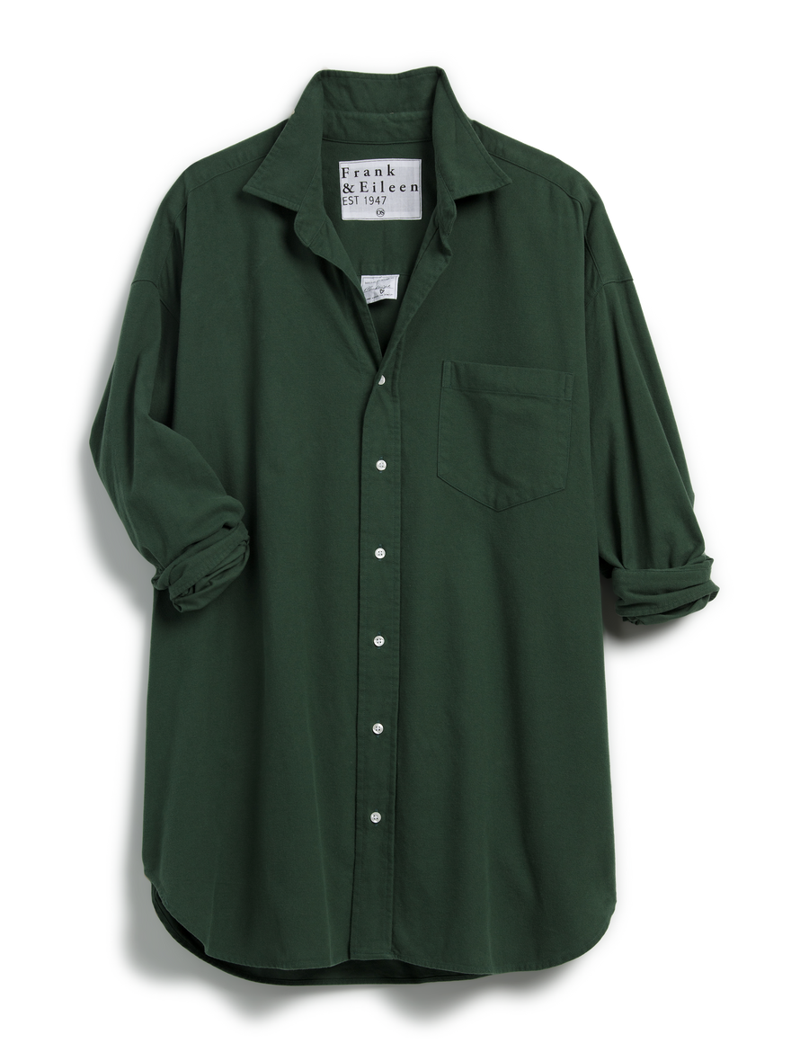 Flat front of Green Frank & Eileen Mackenzie One-Size Button-Up Shirt in Moleskin