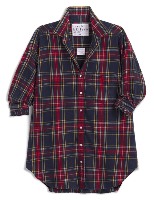 MACKENZIE Large Navy and Red Plaid, Italian Flannel, view 3